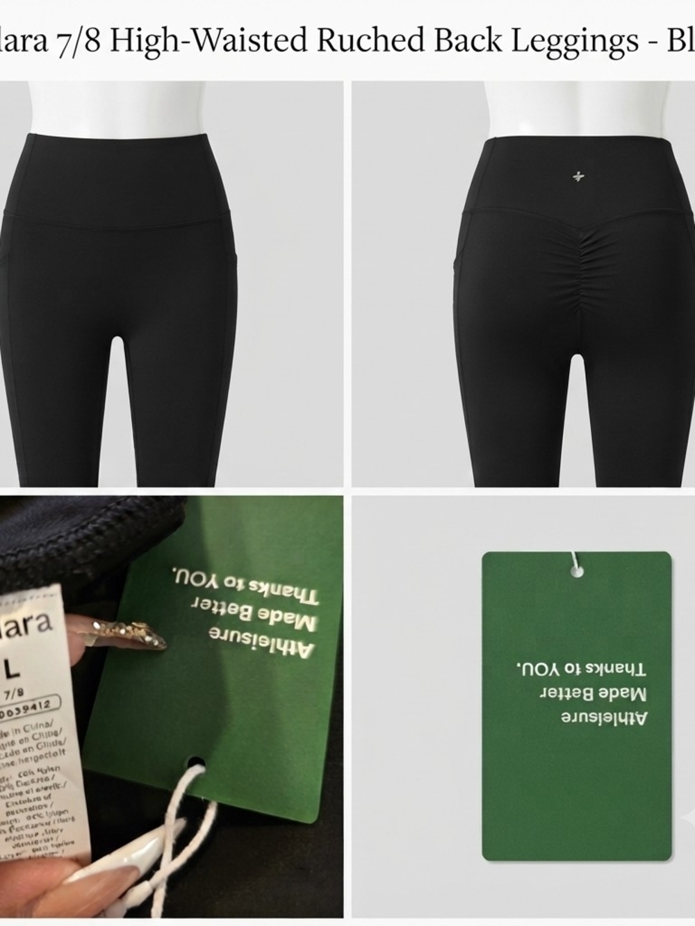 Halara Ultra sculpt Black High-Waisted L 7/8 Leggings with Ruched Back